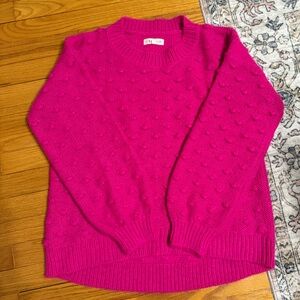 Lou & Grey for Loft pink Pom Pom ball sweater